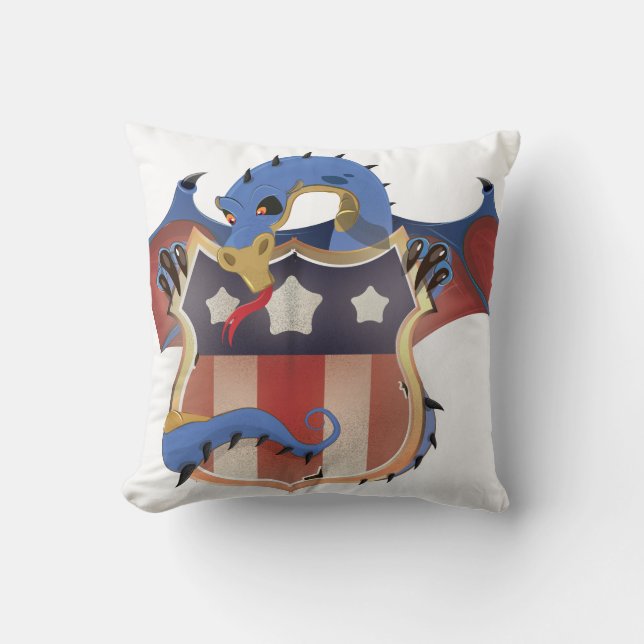 USA Dragon Vintage Shield Kudde (Framsida)