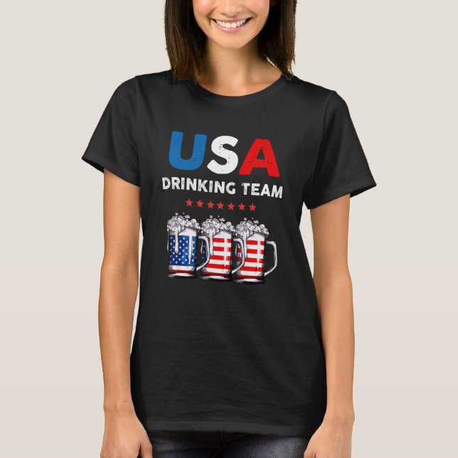 USA Drinking Team Funny Drinking Beer Älskare Gift T Shirt (Framsida)