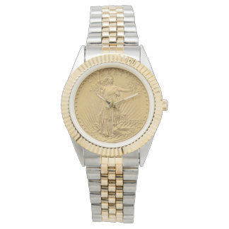 USA Dubbla Eagle St Gaudens 1908 Guld Coin $20 Armbandsur