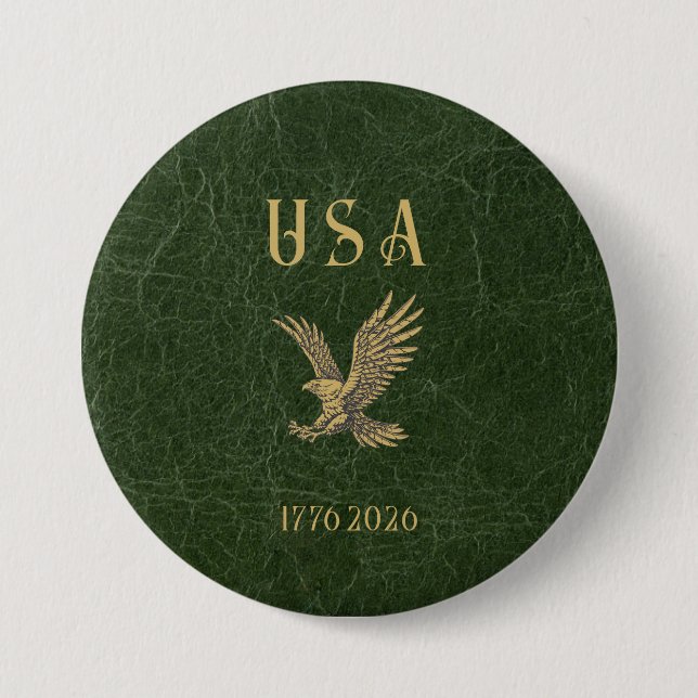 USA Eagle 1775 - 2026 Fax Grön Läder  Knapp (Framsida)