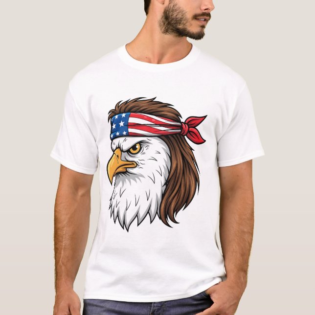 USA Eagle American Flag Headband Patriot T Shirt (Framsida)