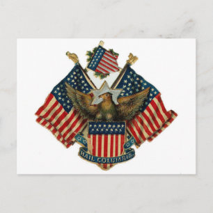 USA Eagle Flaggor Vintage Americana Vykort