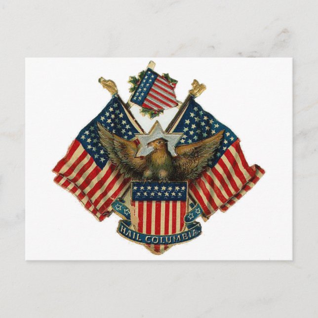 USA Eagle Flaggor Vintage Americana Vykort (Framsida)