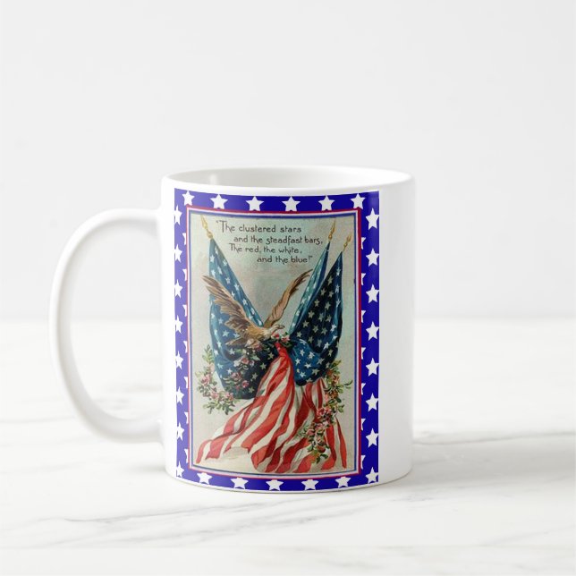 USA Eagle Fourth of July Patriotic Flag Kaffemugg (Vänster)