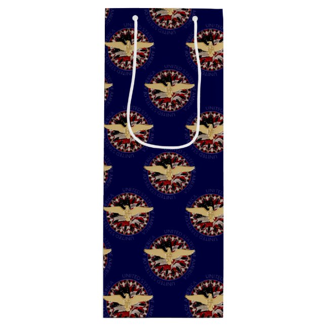 USA Eagle och Flagga, Blue-Blue-Vin Gift Bag (Framsidan)