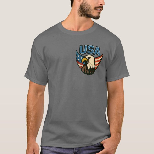 USA Eagle Patriot Emblem - djärv amerikansk Flagga T Shirt (Framsida)