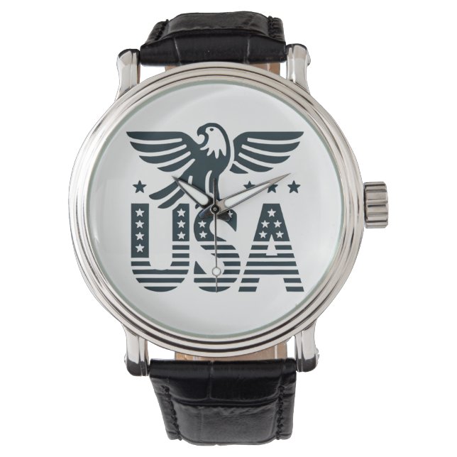 USA Eagle Patriotic Desig - Stars och stripes Stil Armbandsur (Framsida)