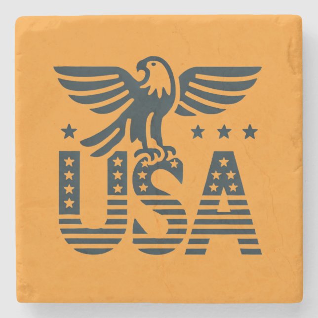 USA Eagle Patriotic Desig - Stars och stripes Stil Stenunderlägg (Framsidan)