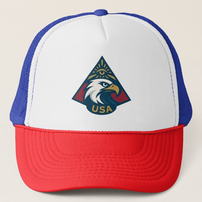 USA Eagle Pyramid Emblem - Öga i Providence Keps (Framsida)