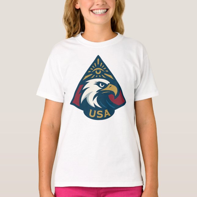 USA Eagle Pyramid Emblem - Öga i Providence T Shirt (Framsida)