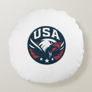 USA Eagle Roundel - Aggressive Sports Emblem Rund Kudde