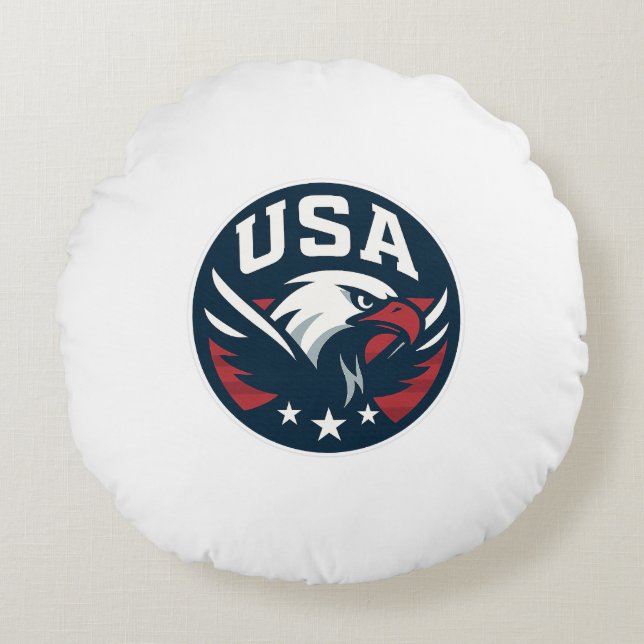 USA Eagle Roundel - Aggressive Sports Emblem Rund Kudde (Framsidan)