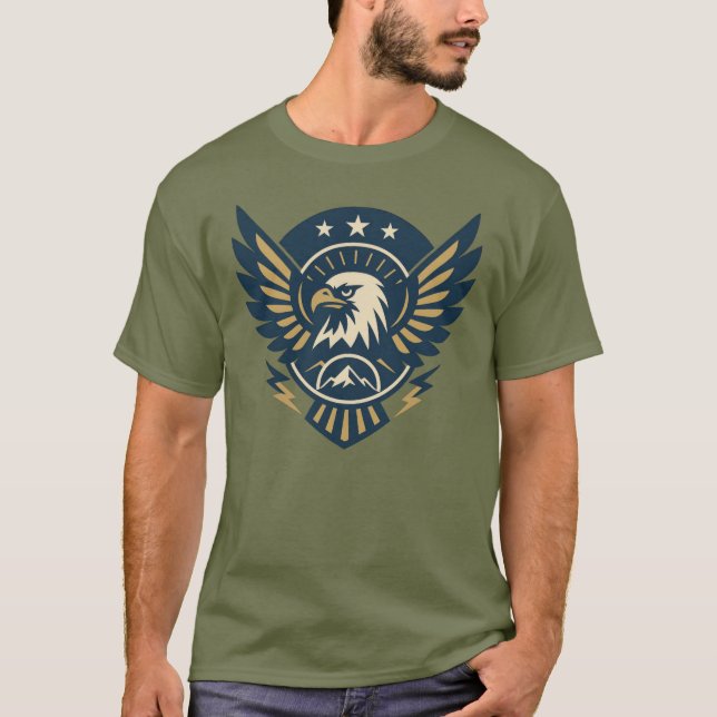 USA Eagle Shield - Vintage Flagga Vapensköld T Shirt (Framsida)