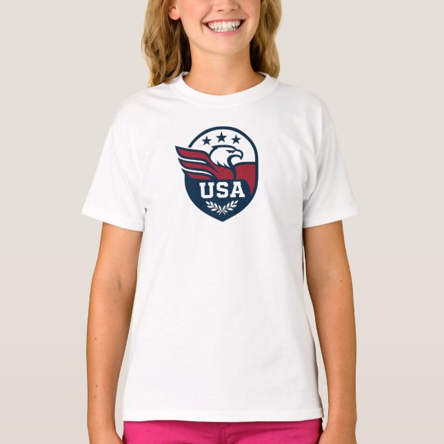 USA Eagle Vapensköld T Shirt (Framsida)