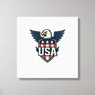 USA Eagle Vapensköld - Vintage Flagga Shield Canvastryck