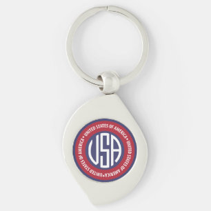USA emblem Swirl Silverfärgad Nyckelring