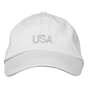 USA Embroiderade White Hat Broderad Keps