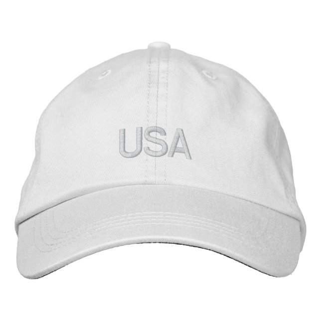 USA Embroiderade White Hat Broderad Keps (Framsida)