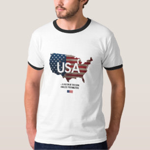 USA - En frihetsnation Retro Patriotic Ringer T Shirt