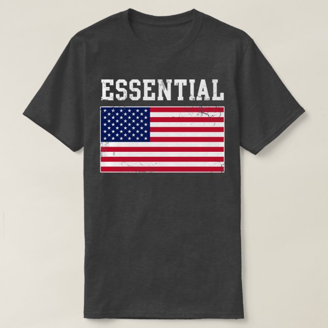 USA Essential Worker American Flagga Covid T Shirt (Design framsida)
