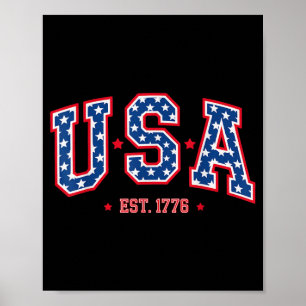 USA Est 1776 4 juli Patriotisk amerikansk flagga Poster