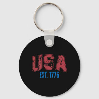 USA EST 1776 Patriotisk självständighetsdag Vintag Nyckelring