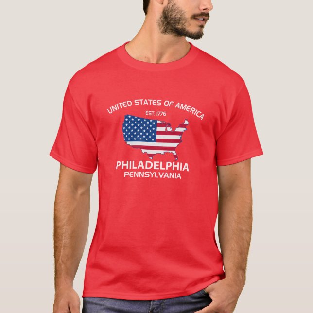 USA EST. PHILADELPHIA 1776 PENNSYLVANIA T SHIRT (Framsida)