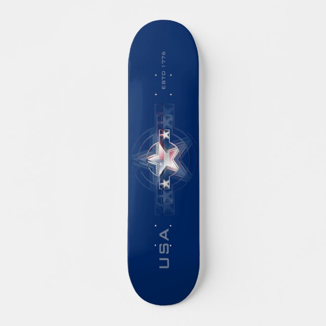 USA Estd. 1776 Mini Skateboard Bräda 18,5 Cm (Framsida)
