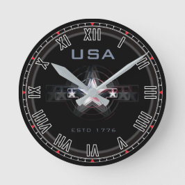 USA Estd. 1776 Romerska nr. Runda klocka