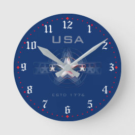 USA Estd. 1776 Rund Klocka