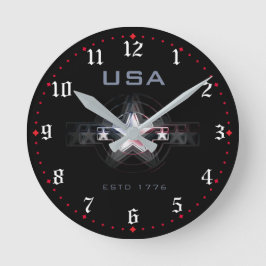 USA Estd. 1776 Rund Klocka