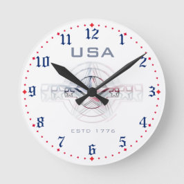 USA Estd. 1776 Rund Klocka