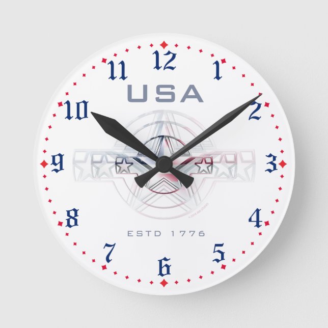 USA Estd. 1776 Rund Klocka (Framsida)