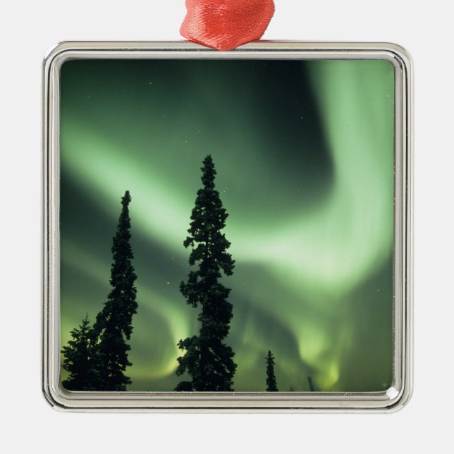 USA, Fairbanks area, Central Alaska, Aurora 2 Julgransprydnad Metall (Framsidan)