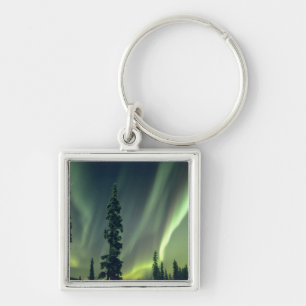 USA, Fairbanks-området, centrala Alaska, Aurora Fyrkantig Silverfärgad Nyckelring
