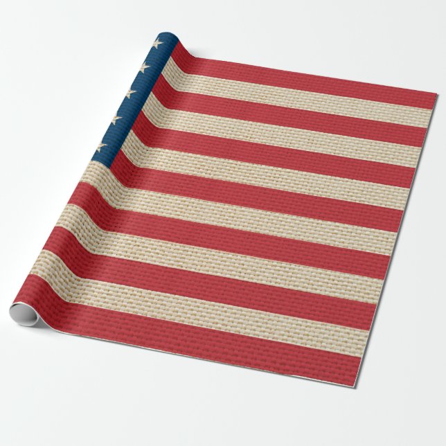 USA falskt burlapflagga Presentpapper (Utrullad)