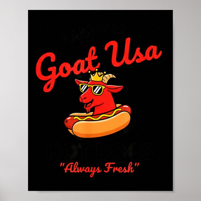 Usa Famous Goat Usa Hot Dogs, Funny American Bbq & Poster (Framsidan)
