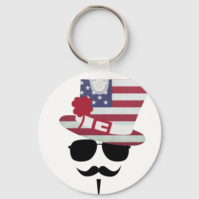 USA Fan with Mustache Nyckelring (Framsida)