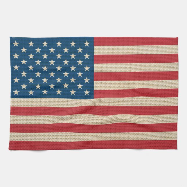 USA Faux burlap-flagga Kökshandduk (Horisontell)