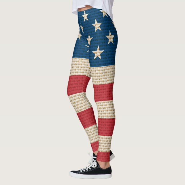 USA Faux burlap-flagga Leggings (Vänster)