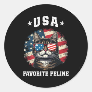 USA Favorite Kattdjur Proud American Cat Spirit Runt Klistermärke