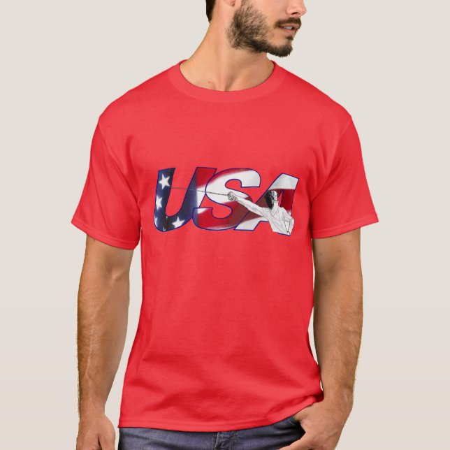 USA Fencing - Red Shirt T-shirt (Framsida)