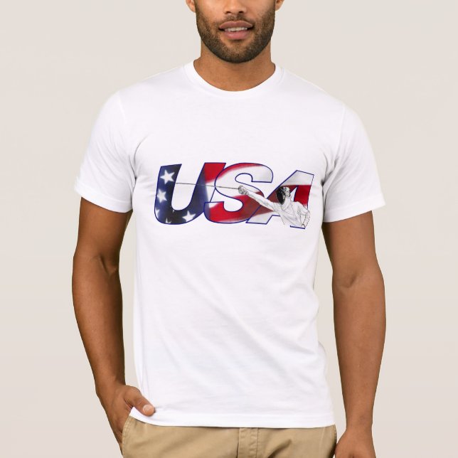 USA Fencing - White Shirt Tee Shirt (Framsida)