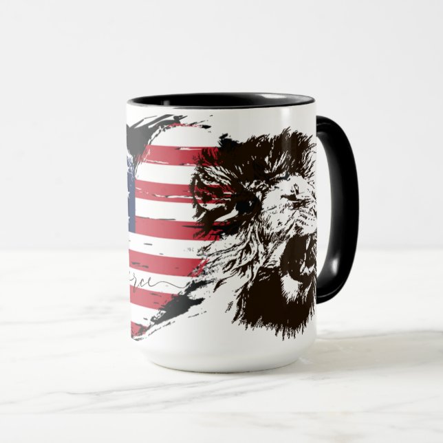 USA Fierce Heart Flagga Lejon Patriotic Mugg (Framsida höger)