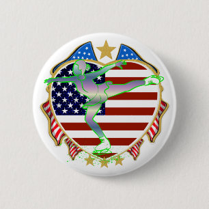 USA Figur Skating BUTTON Knapp