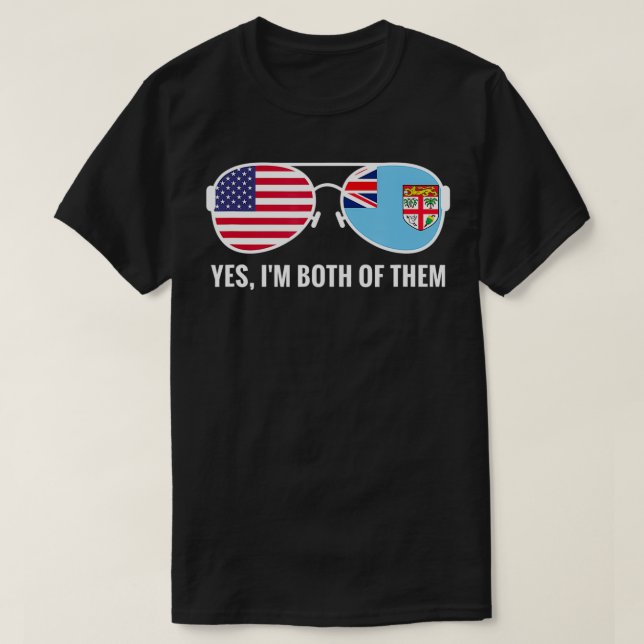 USA Fiji Flagga Sunglasses Fijian Rajian Rajian  T Shirt (Design framsida)