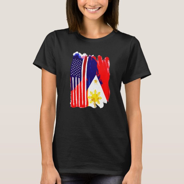 USA Filippinerna Flagga Halamerikan Halamerikan Fi T Shirt (Framsida)