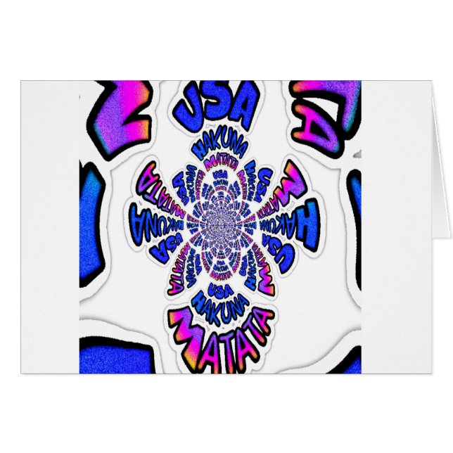 USA Firande: Roligt Text Dynamic Art Hälsningskort (Framsidan Horizontal)