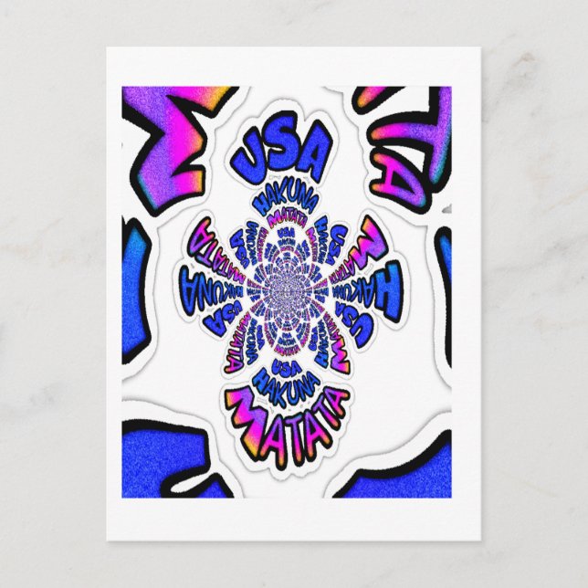 USA Firande: Roligt Text Dynamic Art Vykort (Framsida)