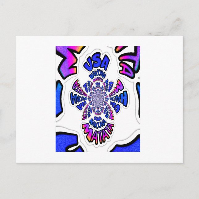 USA Firande: Roligt Text Dynamic Art Vykort (Framsida)